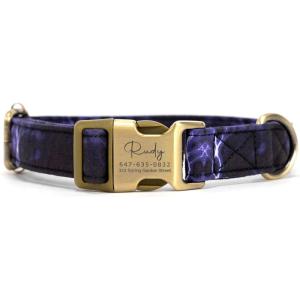 imagePersonalized Dog Collar with Name and Phone Number EngravedAdjustable Custom Puppy CollarOrganic Cotton Pet Collar for Small Medium Large Boy Girl DogsAurora