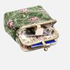 imageBurnout Velvet Double Kiss Clasp Coin Purse PouchVintage Change Wallet Card HolderArugula Green Climbing Rose