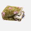 imageBurnout Velvet Double Kiss Clasp Coin Purse PouchVintage Change Wallet Card HolderAvocado Climbing Rose