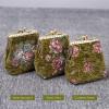 imageBurnout Velvet Double Kiss Clasp Coin Purse PouchVintage Change Wallet Card HolderAvocado Climbing Rose