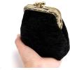 imageBurnout Velvet Double Kiss Clasp Coin Purse PouchVintage Change Wallet Card HolderBlack