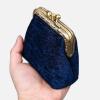 imageBurnout Velvet Double Kiss Clasp Coin Purse PouchVintage Change Wallet Card HolderBlue