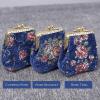 imageBurnout Velvet Double Kiss Clasp Coin Purse PouchVintage Change Wallet Card HolderBlue Rose Bouquet