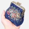 imageBurnout Velvet Double Kiss Clasp Coin Purse PouchVintage Change Wallet Card HolderBlue Rose Trail