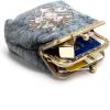 imageBurnout Velvet Double Kiss Clasp Coin Purse PouchVintage Change Wallet Card HolderBouquet Pattern Grey