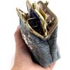 imageBurnout Velvet Double Kiss Clasp Coin Purse PouchVintage Change Wallet Card HolderBouquet Pattern Grey