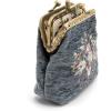 imageBurnout Velvet Double Kiss Clasp Coin Purse PouchVintage Change Wallet Card HolderBouquet Pattern Grey