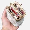 imageBurnout Velvet Double Kiss Clasp Coin Purse PouchVintage Change Wallet Card HolderBouquet Pattern Mint