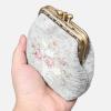 imageBurnout Velvet Double Kiss Clasp Coin Purse PouchVintage Change Wallet Card HolderBouquet Pattern Mint
