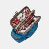 imageBurnout Velvet Double Kiss Clasp Coin Purse PouchVintage Change Wallet Card HolderBurnout Velvet Aqua Blue