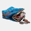 imageBurnout Velvet Double Kiss Clasp Coin Purse PouchVintage Change Wallet Card HolderBurnout Velvet Aqua Blue