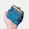 imageBurnout Velvet Double Kiss Clasp Coin Purse PouchVintage Change Wallet Card HolderBurnout Velvet Aqua Blue