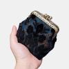 imageBurnout Velvet Double Kiss Clasp Coin Purse PouchVintage Change Wallet Card HolderBurnout Velvet Black