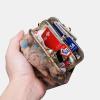 imageBurnout Velvet Double Kiss Clasp Coin Purse PouchVintage Change Wallet Card HolderBurnout Velvet Camel