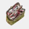 imageBurnout Velvet Double Kiss Clasp Coin Purse PouchVintage Change Wallet Card HolderBurnout Velvet Fern Green