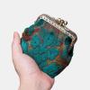 imageBurnout Velvet Double Kiss Clasp Coin Purse PouchVintage Change Wallet Card HolderBurnout Velvet Jade Green