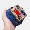 imageBurnout Velvet Double Kiss Clasp Coin Purse PouchVintage Change Wallet Card HolderBurnout Velvet Navy