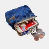 imageBurnout Velvet Double Kiss Clasp Coin Purse PouchVintage Change Wallet Card HolderBurnout Velvet Navy