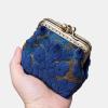 imageBurnout Velvet Double Kiss Clasp Coin Purse PouchVintage Change Wallet Card HolderBurnout Velvet Navy