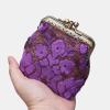imageBurnout Velvet Double Kiss Clasp Coin Purse PouchVintage Change Wallet Card HolderBurnout Velvet Purple