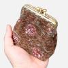 imageBurnout Velvet Double Kiss Clasp Coin Purse PouchVintage Change Wallet Card HolderCoffee Climbing Rose