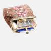 imageBurnout Velvet Double Kiss Clasp Coin Purse PouchVintage Change Wallet Card HolderCoffee Rose Trail