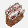 imageBurnout Velvet Double Kiss Clasp Coin Purse PouchVintage Change Wallet Card HolderDamask D Brown