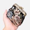 imageBurnout Velvet Double Kiss Clasp Coin Purse PouchVintage Change Wallet Card HolderFloral Black