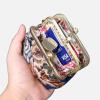 imageBurnout Velvet Double Kiss Clasp Coin Purse PouchVintage Change Wallet Card HolderFloral Blue