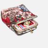 imageBurnout Velvet Double Kiss Clasp Coin Purse PouchVintage Change Wallet Card HolderFloral Red
