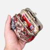 imageBurnout Velvet Double Kiss Clasp Coin Purse PouchVintage Change Wallet Card HolderFloral Red