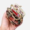 imageBurnout Velvet Double Kiss Clasp Coin Purse PouchVintage Change Wallet Card HolderFloral Rose