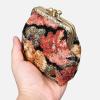 imageBurnout Velvet Double Kiss Clasp Coin Purse PouchVintage Change Wallet Card HolderFloral Rose