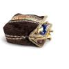 imageBurnout Velvet Double Kiss Clasp Coin Purse PouchVintage Change Wallet Card HolderFloral Stripes Brown
