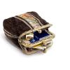 imageBurnout Velvet Double Kiss Clasp Coin Purse PouchVintage Change Wallet Card HolderFloral Stripes Brown
