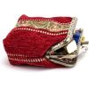 imageBurnout Velvet Double Kiss Clasp Coin Purse PouchVintage Change Wallet Card HolderFloral Stripes Red