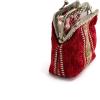 imageBurnout Velvet Double Kiss Clasp Coin Purse PouchVintage Change Wallet Card HolderFloral Stripes Red
