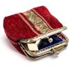 imageBurnout Velvet Double Kiss Clasp Coin Purse PouchVintage Change Wallet Card HolderFloral Stripes Red