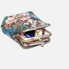 imageBurnout Velvet Double Kiss Clasp Coin Purse PouchVintage Change Wallet Card HolderFloral Teal