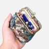 imageBurnout Velvet Double Kiss Clasp Coin Purse PouchVintage Change Wallet Card HolderFloral Teal