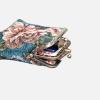 imageBurnout Velvet Double Kiss Clasp Coin Purse PouchVintage Change Wallet Card HolderFloral Teal