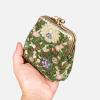 imageBurnout Velvet Double Kiss Clasp Coin Purse PouchVintage Change Wallet Card HolderOriental Arugula Green