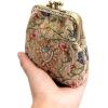 imageBurnout Velvet Double Kiss Clasp Coin Purse PouchVintage Change Wallet Card HolderOriental Beige