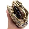 imageBurnout Velvet Double Kiss Clasp Coin Purse PouchVintage Change Wallet Card HolderOriental Beige