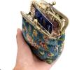imageBurnout Velvet Double Kiss Clasp Coin Purse PouchVintage Change Wallet Card HolderOriental Blue 1