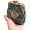imageBurnout Velvet Double Kiss Clasp Coin Purse PouchVintage Change Wallet Card HolderOriental Blue 1