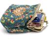 imageBurnout Velvet Double Kiss Clasp Coin Purse PouchVintage Change Wallet Card HolderOriental Blue 1