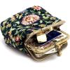 imageBurnout Velvet Double Kiss Clasp Coin Purse PouchVintage Change Wallet Card HolderOriental Navy