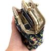 imageBurnout Velvet Double Kiss Clasp Coin Purse PouchVintage Change Wallet Card HolderOriental Navy