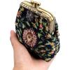 imageBurnout Velvet Double Kiss Clasp Coin Purse PouchVintage Change Wallet Card HolderOriental Navy